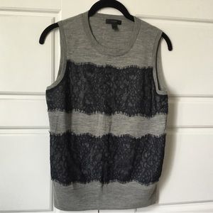 J. Crew - Women’s Grey & Navy blue short sleeve pullover